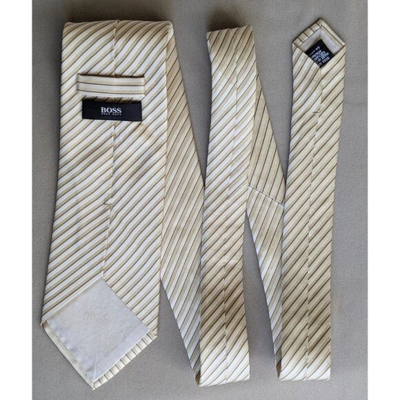 BOSS Hugo Boss 100% Silk Tie Striped Jacquard Made in Italy - Picture 4 of 5